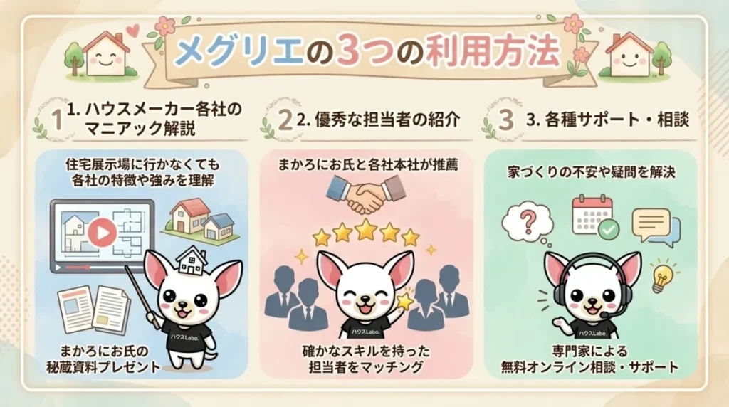 メグリエの3つの利用方法を解説