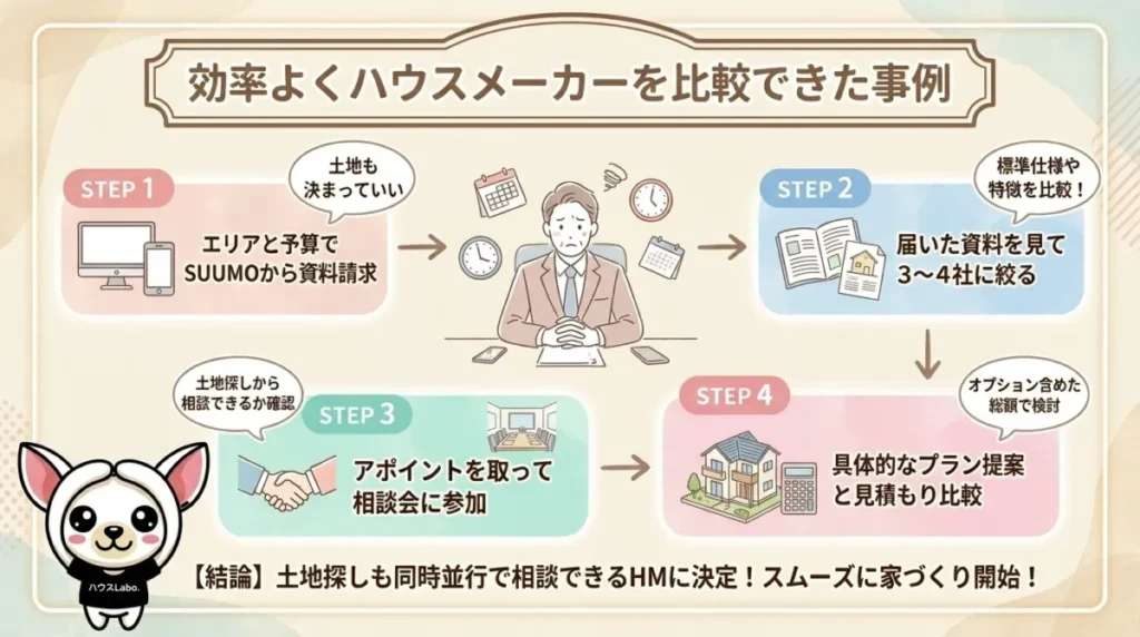 効率よくハウスメーカーを比較できた事例