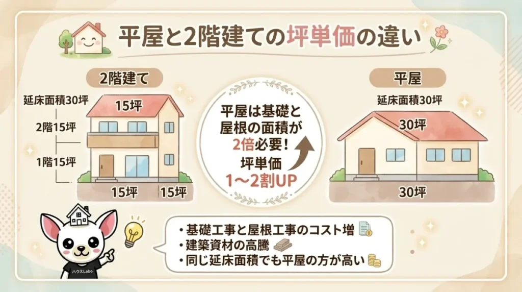 2階建てより平屋の方が坪単価が高くなる理由
