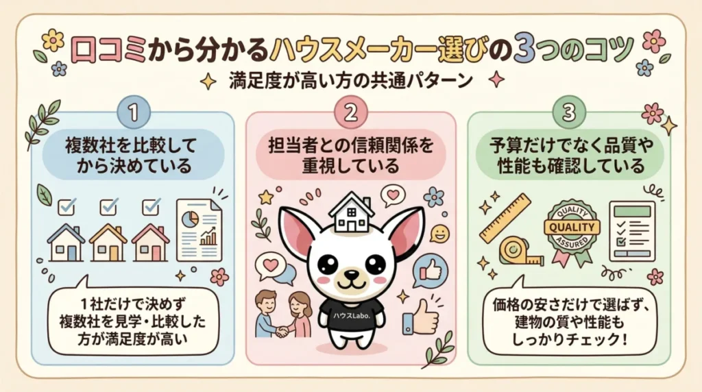 口コミから分かるハウスメーカー選び３つコツ
