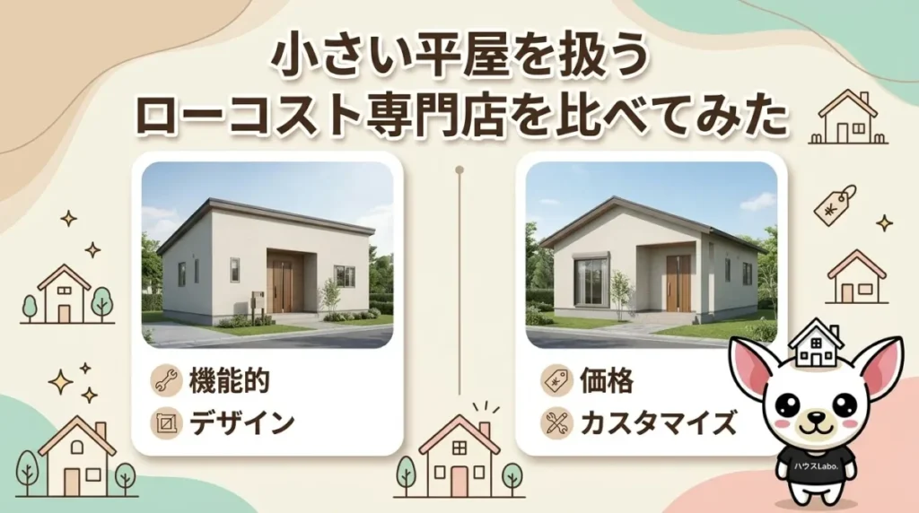 小さい平屋を扱うローコスト専門店を比べてみた